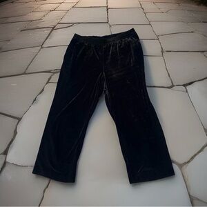 Soft Surroundings Black Crushed Velvet Size Large Wide Leg Pants